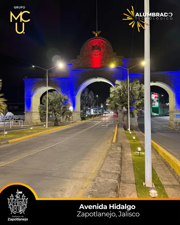 Avenida Hidalgo, Zapotlanejo, Jalisco, con alumbrado LED de Grupo MCU