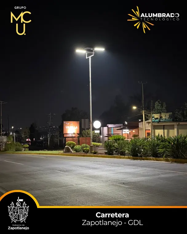 Carretera Zapotlanejo – Guadalajara, Zapotlanejo, Jalisco, con alumbrado LED de Grupo MCU