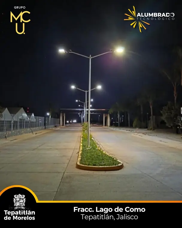 Fraccionamiento Lago de Como, Tepatitlán, Jalisco, con alumbrado LED de Grupo MCU