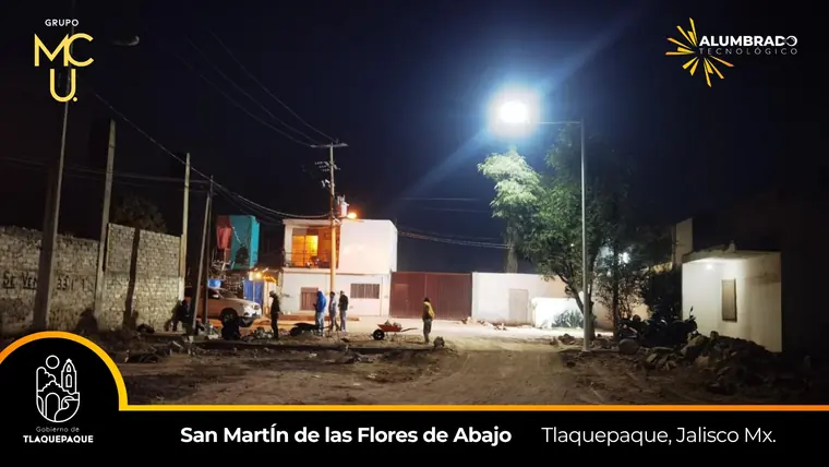 San Martín de las Flores de Abajo, Tlaquepaque, Jalisco, con alumbrado LED de Grupo MCU